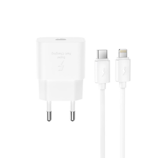 Sieťová nabíjačka s káblom Lightning XO Design L167, 25W, 3A, 1 x USB-C, biela