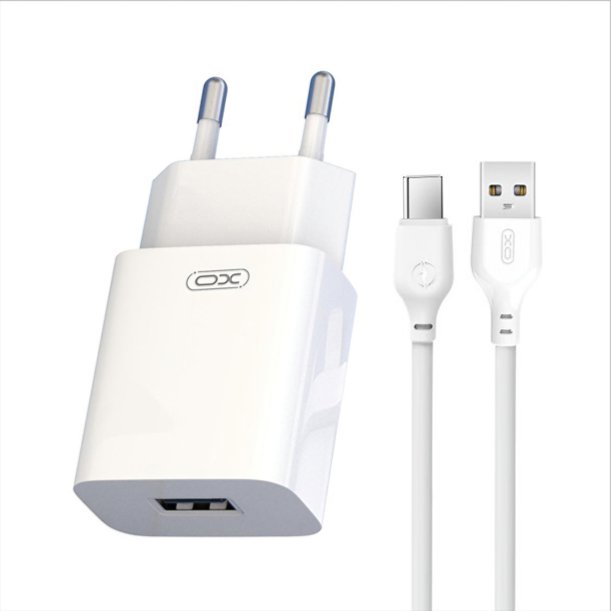 XO Design L99 USB-C Cable Wall Charger, 12W, 2.4A, 1 x USB-A, White