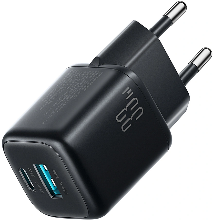 Sieťová nabíjačka s USB-C káblom Joyroom JR-TG7, 33W, 3A, 1 x USB-A - 1 x USB-C, čierna