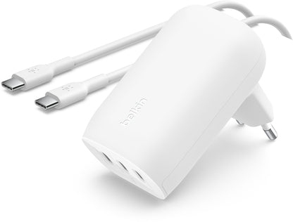 Sieťová nabíjačka s káblom USB-C Belkin BoostCharge, 67W, 3A, 3 x USB-C, biela WCC002vf2MWH-B6