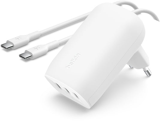 Sieťová nabíjačka s káblom USB-C Belkin BoostCharge, 67W, 3A, 3 x USB-C, biela WCC002vf2MWH-B6