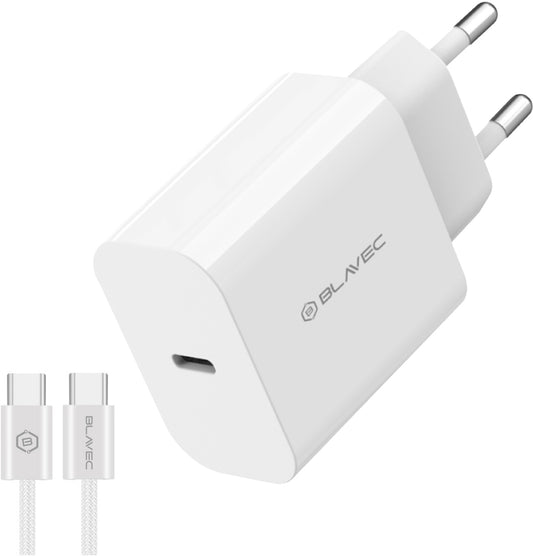 Sieťová nabíjačka s káblom USB-C Blavec BC-14, 30 W, 3 A, 1 × USB-C, biela