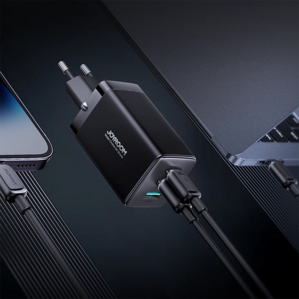 Sieťová nabíjačka s káblom USB-C Joyroom TCG01, 65W, 3.25A, 1 x USB-A - 2 x USB-C, Čierna
