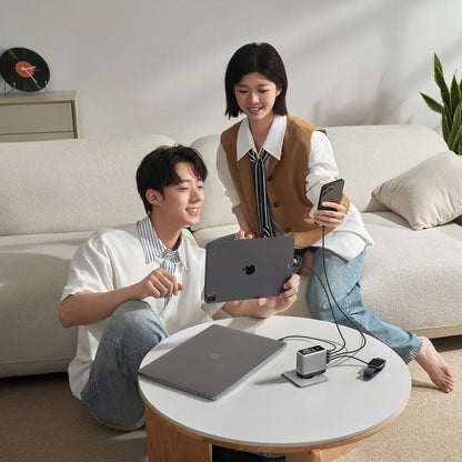 Sieťová nabíjačka s USB-C káblom Cuktech AD1204U Display, 120W, 6A, 1 x USB-A - 2 x USB-C, Strieborná