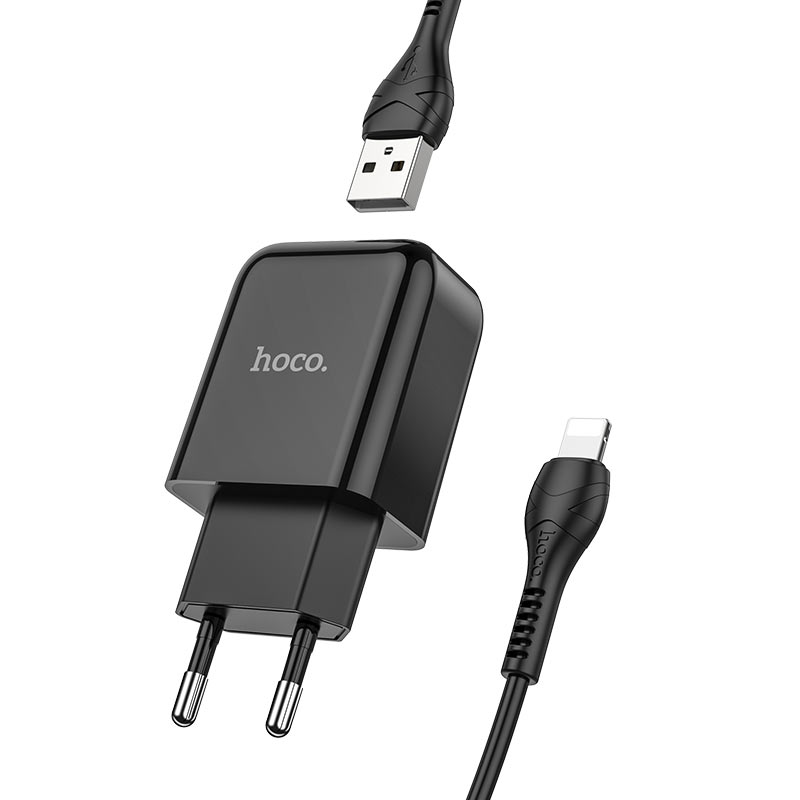 Sieťová nabíjačka s káblom Lightning HOCO N2, 10W, 2A, 1 x USB-A, Čierna