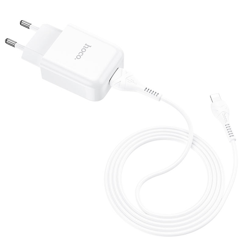 Sieťová nabíjačka s káblom Lightning HOCO N2, 10W, 2A, 1 x USB-A, Biela