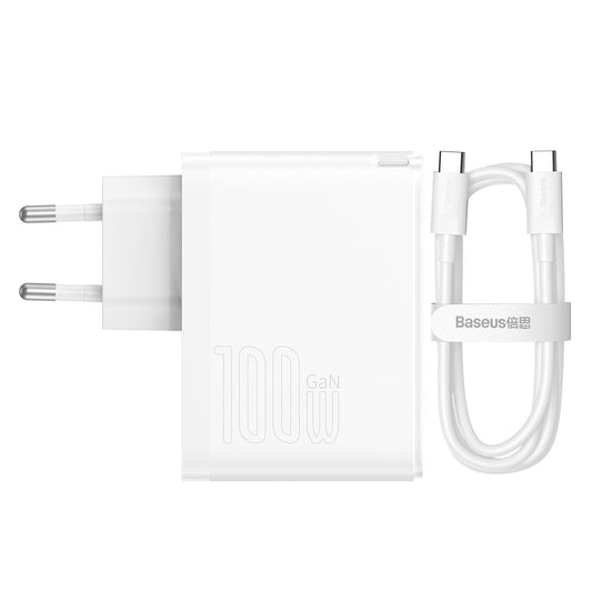 Sieťová nabíjačka s káblom USB-C Baseus GaN5 Pro, 100W, 3A, 1 x USB-A - 1 x USB-C, Biela CCGP090202
