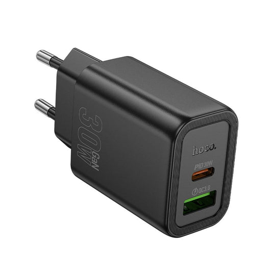 Sieťová nabíjačka HOCO N63, 30W, 3A, 1 x USB-A - 1 x USB-C, Čierna