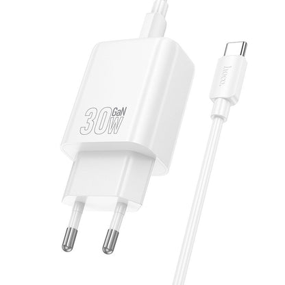 Sieťová nabíjačka s káblom USB-C HOCO N62, 30W, 3A, 1 x USB-C, Biela