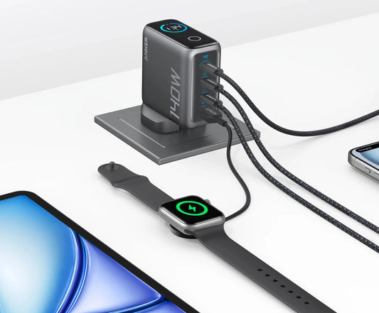 Sieťová nabíjačka s káblom USB-C Anker Zolo, 140W, 5A, 1 x USB-A - 3 x USB-C, Čierna B2697GZ1