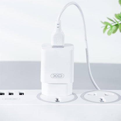 Sieťová nabíjačka s káblom microUSB XO Design L99, 12W, 2.4A, 1 x USB-A, Biela