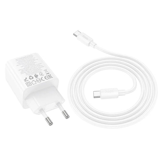 Sieťová nabíjačka s káblom USB-C HOCO N55, 20W, 3A, 2 x USB-A - 2 x USB-C, Biela