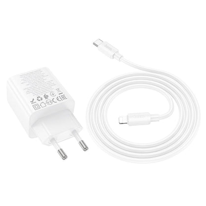 Sieťová nabíjačka s káblom Lightning HOCO N56, 30W, 3A, 2 x USB-A - 2 x USB-C, Biela
