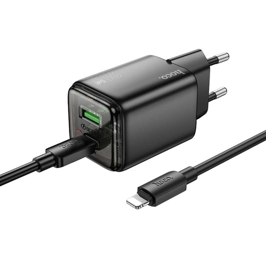 Sieťová nabíjačka s káblom Lightning HOCO N52, 20W, 3A, 1 x USB-A - 1 x USB-C, Čierna