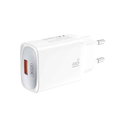 Sieťová nabíjačka s káblom USB-C XO Design CE19, 18W, 3A, 1 x USB-A, Biela
