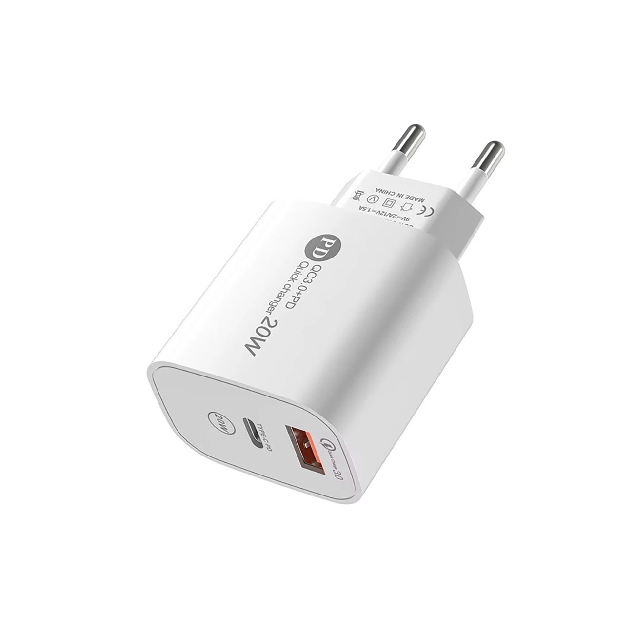 Sieťová nabíjačka s káblom USB-C A6MaxL, 20W, 3A, 1 x USB-A - 1 x USB-C, Biela
