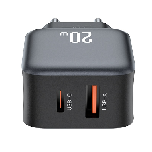 Sieťová nabíjačka s káblom Lightning XO Design L154, 20W, 3A, 1 x USB-A - 1 x USB-C, čierna