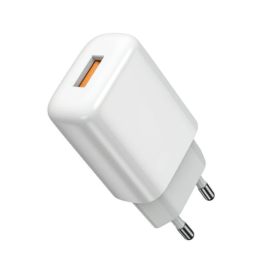 Sieťová nabíjačka s káblom Lightning Prestico F9S, 12W, 2.4A, 1 x USB-A, Biela