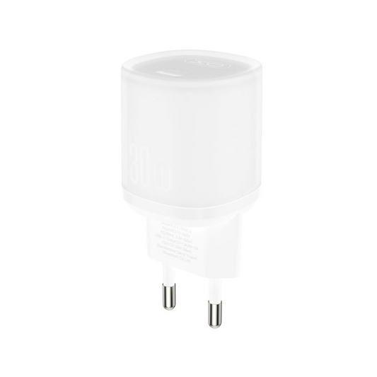 Sieťová nabíjačka s káblom USB-C XO Design L150, 30W, 3A, 1 x USB-C, Biela