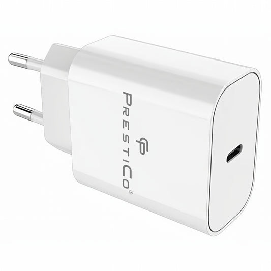 Sieťová nabíjačka s káblom USB-C Prestico F15S-C, 30W, 3A, 1 x USB-C, Biela