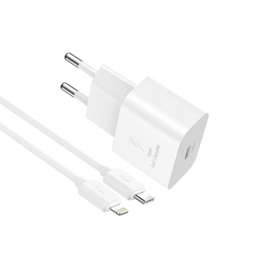 Sieťová nabíjačka s káblom Lightning XO Design L167, 25W, 3A, 1 x USB-C, biela