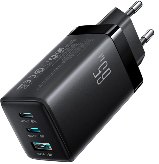 Sieťová nabíjačka s USB-C káblom Joyroom JR-TG10, 65W, 3,25A, 1 x USB-A - 2 x USB-C, čierna
