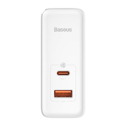 Baseus GaN5 Pro Network Charger with USB-C Cable, 100W, 3A, 1 x USB-A - 1 x USB-C, White CCGP090202