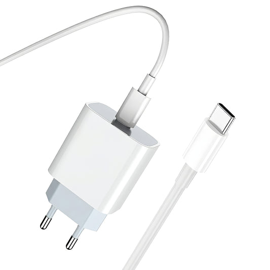 Sieťová nabíjačka s USB-C káblom Prestico F8S, 20W, 3A, 1 x USB-C, biela