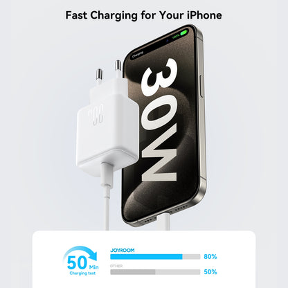 Sieťová nabíjačka s káblom USB-C Joyroom JR-TCF24, 30W, 3A, 1 x USB-C, Biela