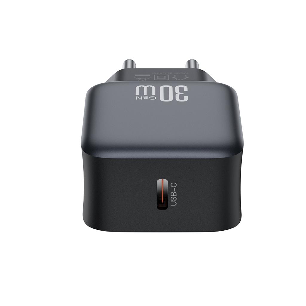 Sieťová nabíjačka s káblom Lightning XO Design L155, 30W, 3A, 1 x USB-C, čierna