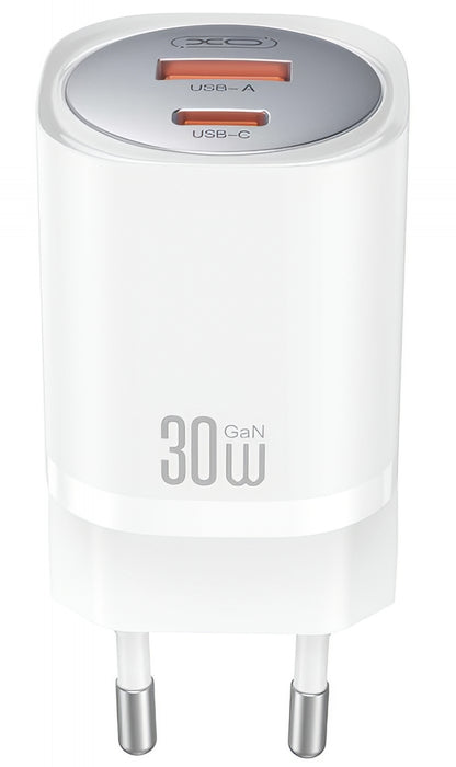 Sieťová nabíjačka s káblom Lightning XO Design CE21, 30W, 3A, 1 x USB-A - 1 x USB-C, Biela