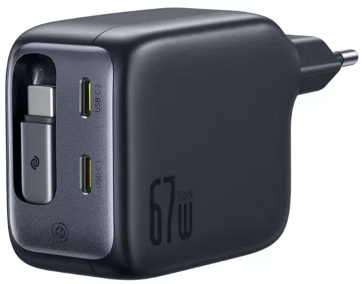 Sieťová nabíjačka s káblom USB-C Baseus EnerCore CJ11, 67W, 3.35A, 2 x USB-C, Čierna E0121E00