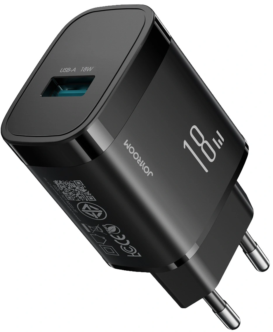 Sieťová nabíjačka s káblom USB-C Joyroom JR-TF4, 18W, 3A, 1 x USB-A, čierna