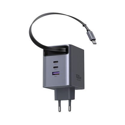 Sieťová nabíjačka s USB-C káblom UGREEN X616 (65828), 100W, 5A, 1 x USB-A - 3 x USB-C, sivá