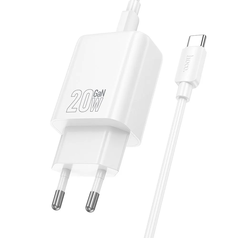 Sieťová nabíjačka s káblom Lightning HOCO N60, 20W, 3A, 1 x USB-C, Biela