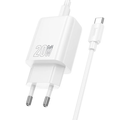Sieťová nabíjačka s káblom Lightning HOCO N60, 20W, 3A, 1 x USB-C, Biela