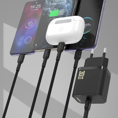 Sieťová nabíjačka s káblom USB-C Dudao A27PCEU, 30W, 3A, 1 x USB-C, čierna