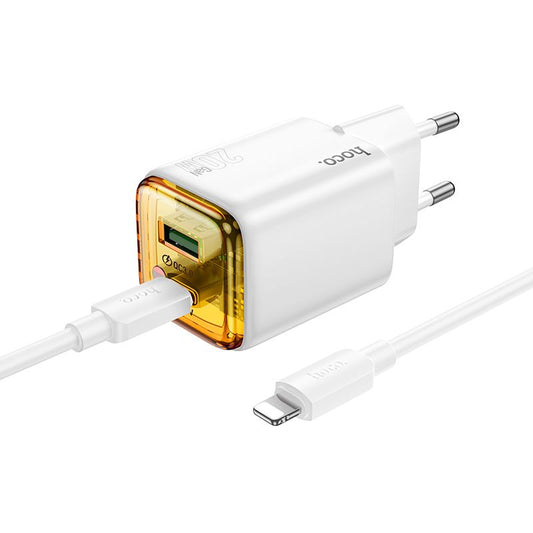 Sieťová nabíjačka s káblom USB-C HOCO N52, 20W, 3A, 1 x USB-A - 1 x USB-C, Biela