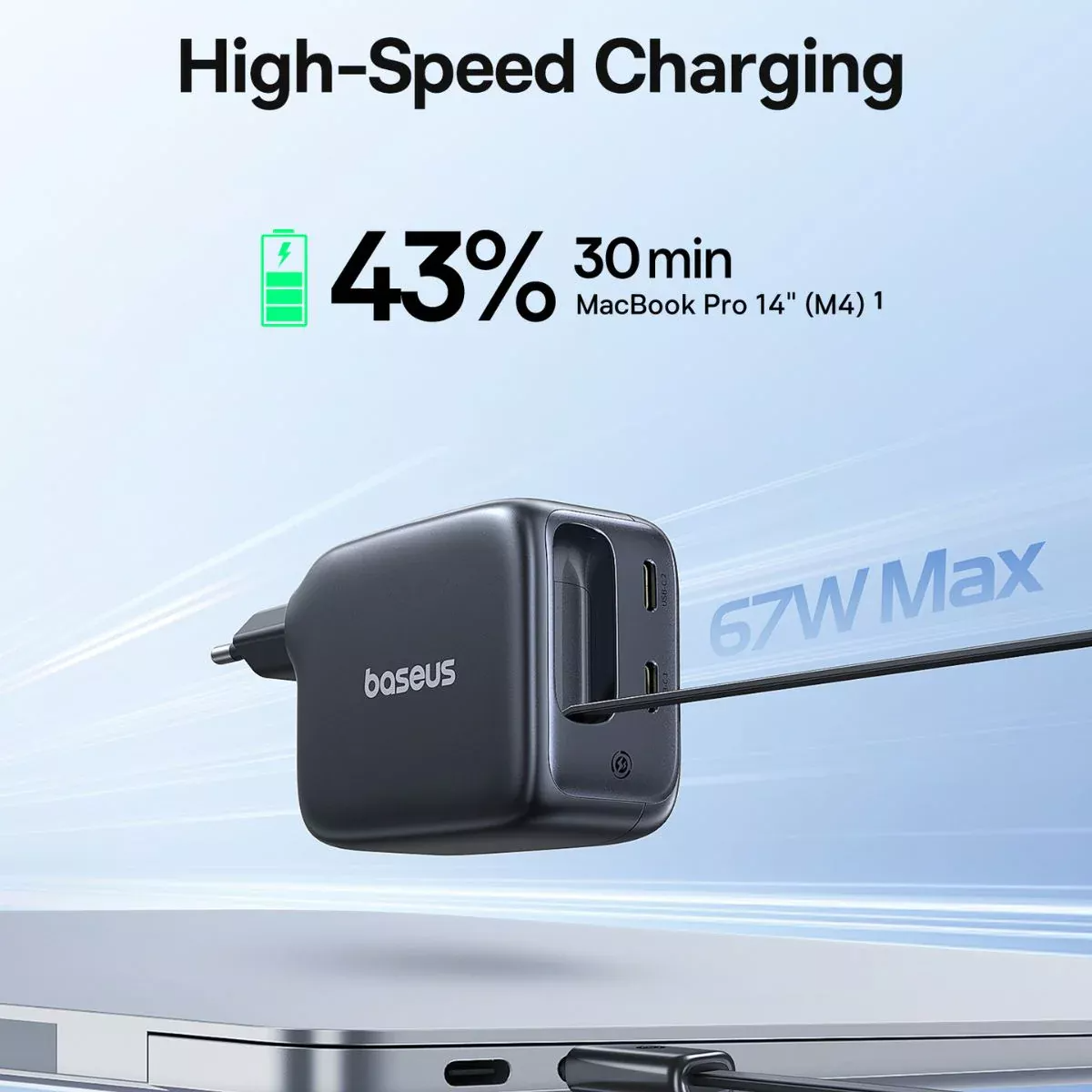 Sieťová nabíjačka s káblom USB-C Baseus EnerCore CJ11, 67W, 3.35A, 2 x USB-C, Čierna E0121E00