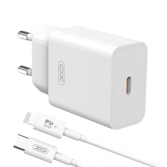 Sieťová nabíjačka s káblom Lightning XO Design L126, 20W, 3A, 1 x USB-C, biela