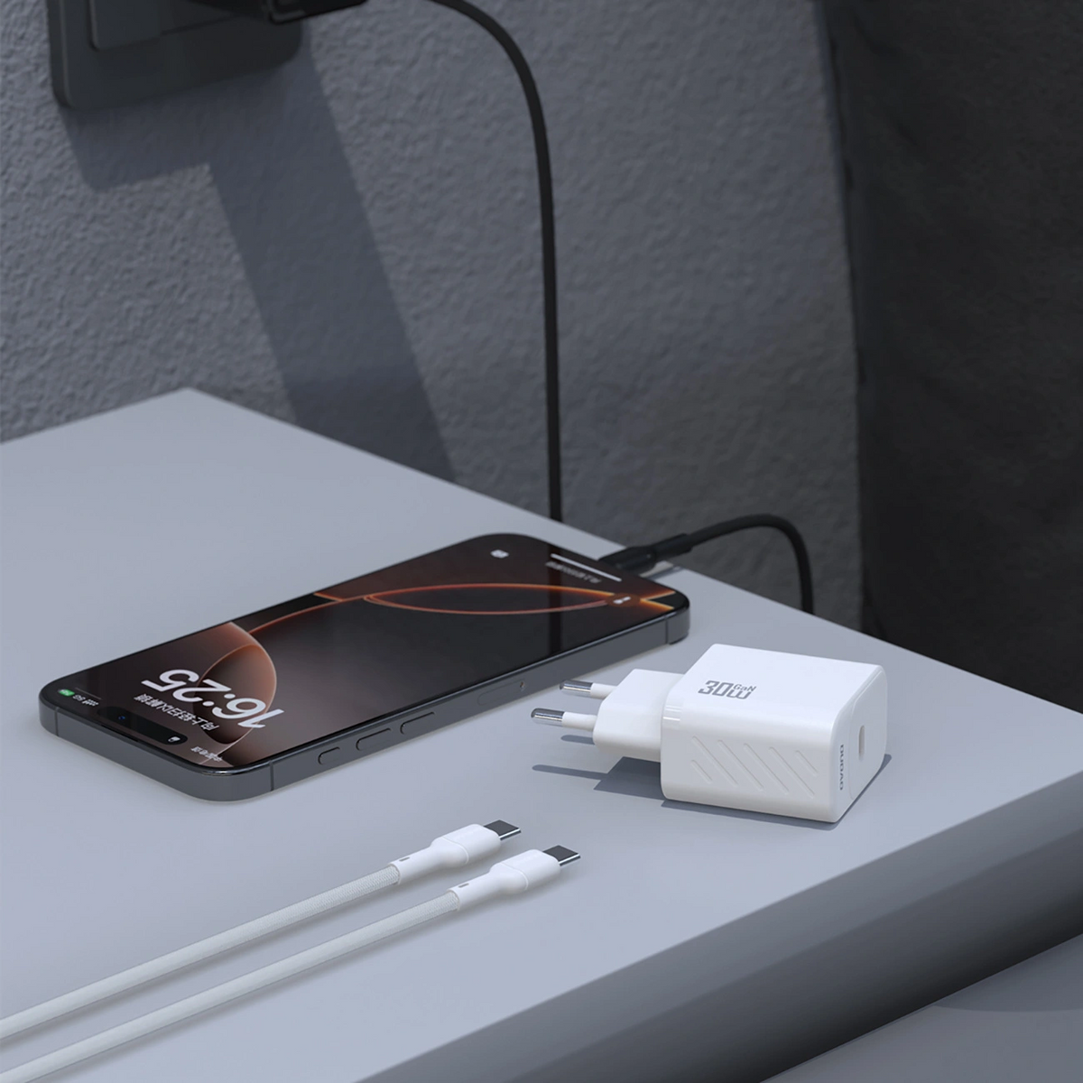 Sieťová nabíjačka s káblom USB-C Dudao A27PCEU, 30W, 3A, 1 x USB-C, čierna