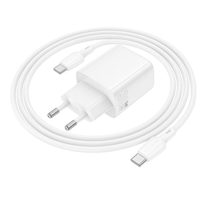 Sieťová nabíjačka s káblom USB-C Borofone BN29 Fuente, 30W, 3A, 1 x USB-A - 1 x USB-C, Biela