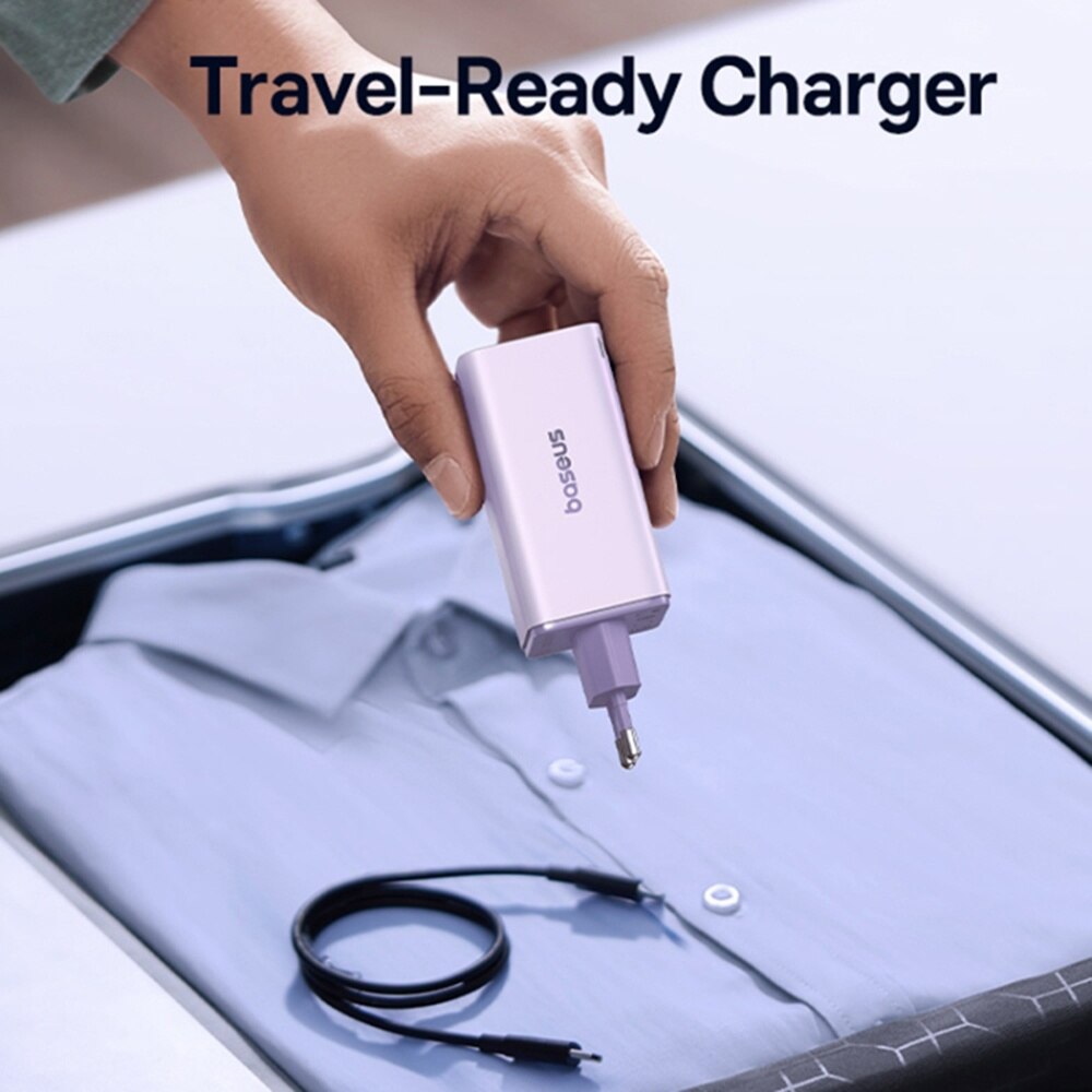 Sieťová nabíjačka s káblom USB-C Baseus GaN6 Pro, 100W, 3.25A, 2 x USB-A - 2 x USB-C, Fialová P10162705532-00