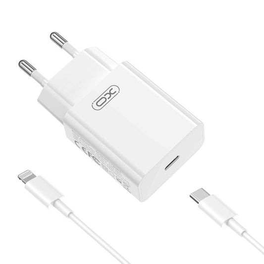 Sieťová nabíjačka s káblom Lightning XO Design L126, 20W, 3A, 1 x USB-C, biela