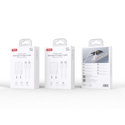 Sieťová nabíjačka s káblom Lightning XO Design L167, 25W, 3A, 1 x USB-C, biela