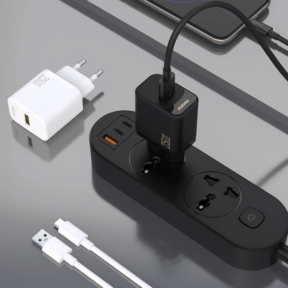 Dudao A27STEU USB-C Cable Wall Charger, 25W, 3A, 1 x USB-A, Black