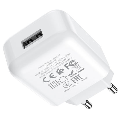Sieťová nabíjačka s káblom Lightning HOCO N2, 10W, 2A, 1 x USB-A, Biela