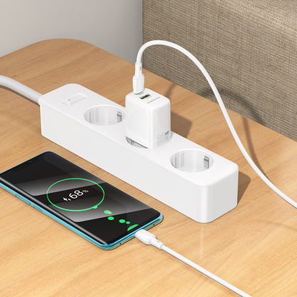 Sieťová nabíjačka s káblom USB-C Borofone BN29 Fuente, 30W, 3A, 1 x USB-A - 1 x USB-C, Biela
