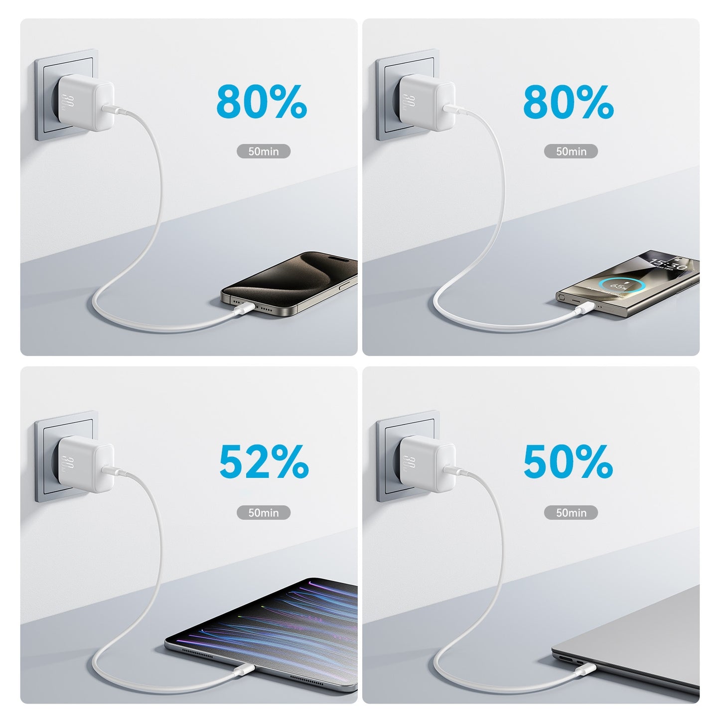 Sieťová nabíjačka s káblom USB-C Joyroom JR-TCF24, 30W, 3A, 1 x USB-C, Biela