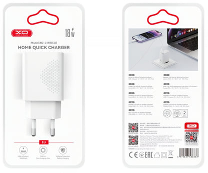 Sieťová nabíjačka s káblom microUSB XO Design L159, 18W, 3A, 1 x USB-A, Biela